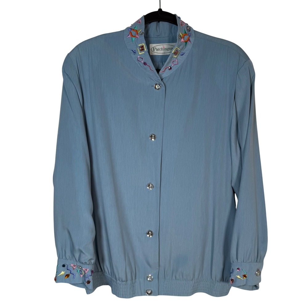 NWT Vintage Patchington Embroidered Rhinestone Jacket Large Read Flaw Coastal G